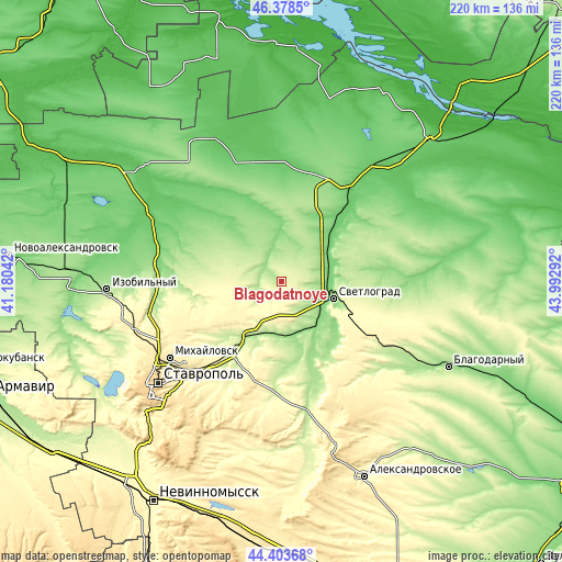 Topographic map of Blagodatnoye