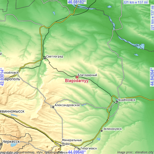 Topographic map of Blagodarnyy