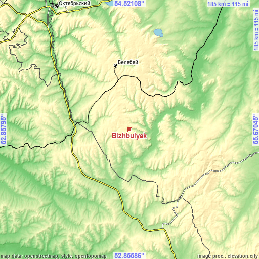 Topographic map of Bizhbulyak