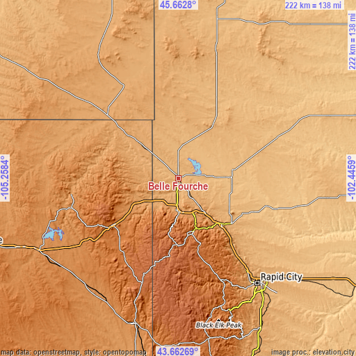 Topographic map of Belle Fourche