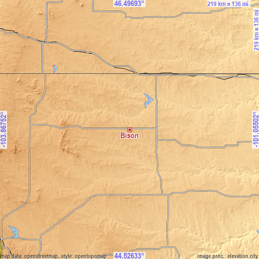 Topographic map of Bison