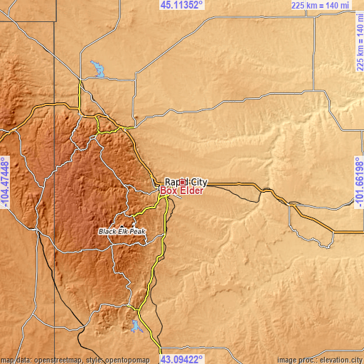 Topographic map of Box Elder