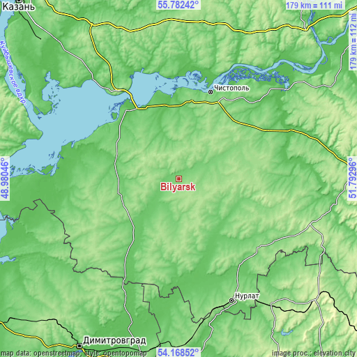 Topographic map of Bilyarsk