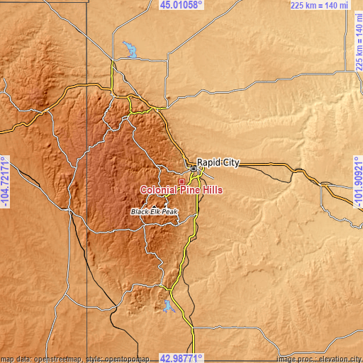 Topographic map of Colonial Pine Hills