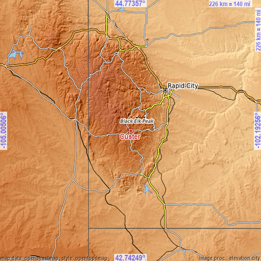 Topographic map of Custer