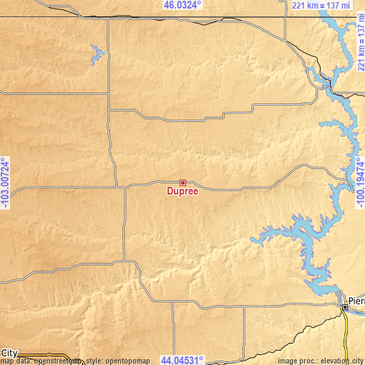 Topographic map of Dupree