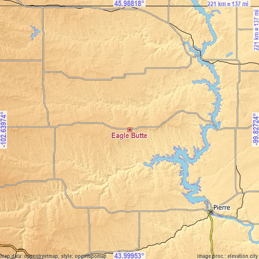 Topographic map of Eagle Butte