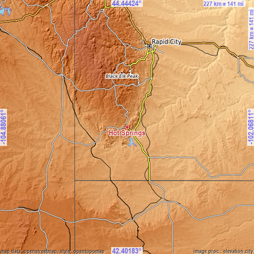 Topographic map of Hot Springs