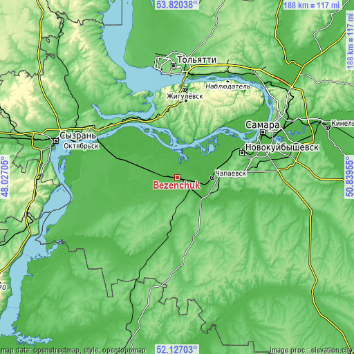 Topographic map of Bezenchuk