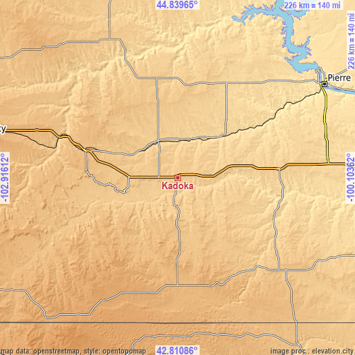 Topographic map of Kadoka