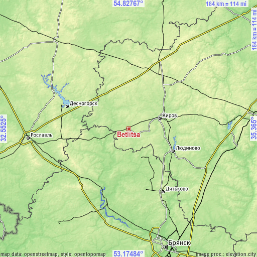 Topographic map of Betlitsa