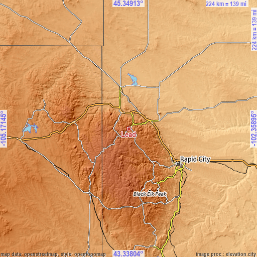 Topographic map of Lead