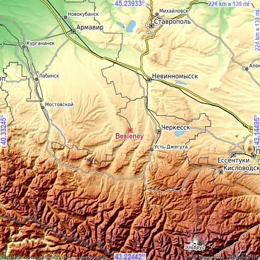 Topographic map of Besleney