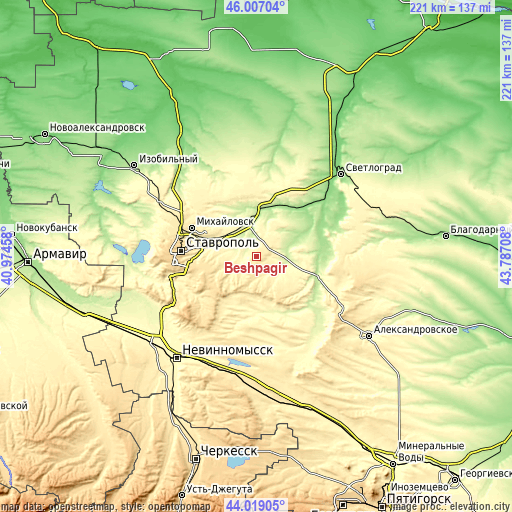 Topographic map of Beshpagir