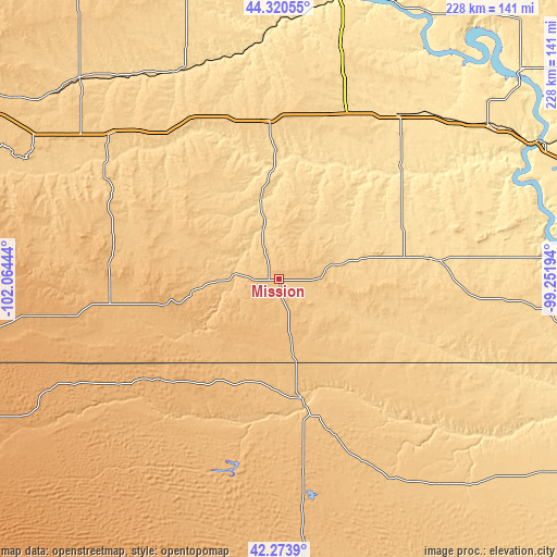 Topographic map of Mission