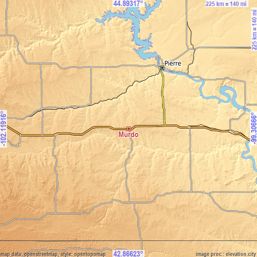 Topographic map of Murdo