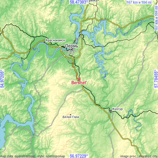 Topographic map of Bershet’