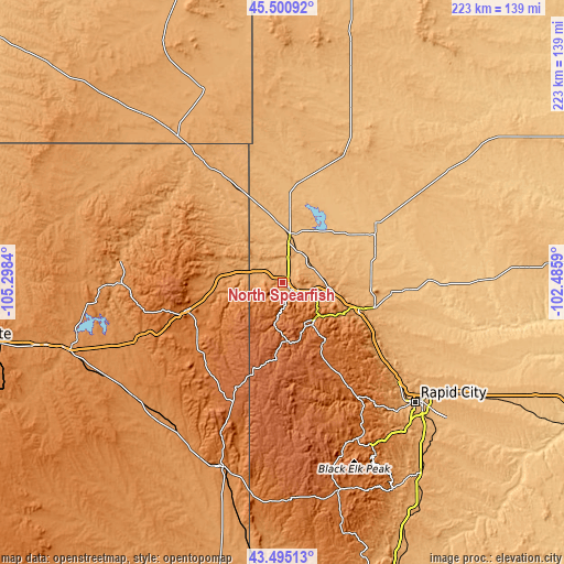 Topographic map of North Spearfish