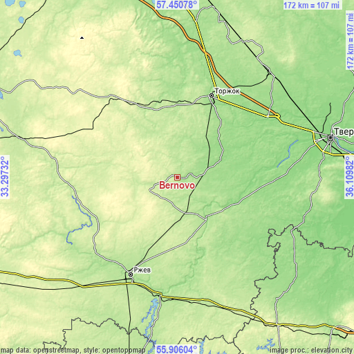 Topographic map of Bernovo