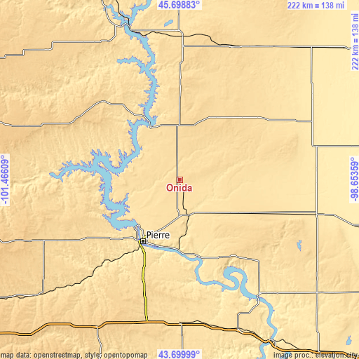 Topographic map of Onida