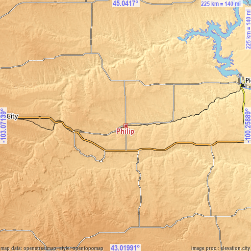 Topographic map of Philip