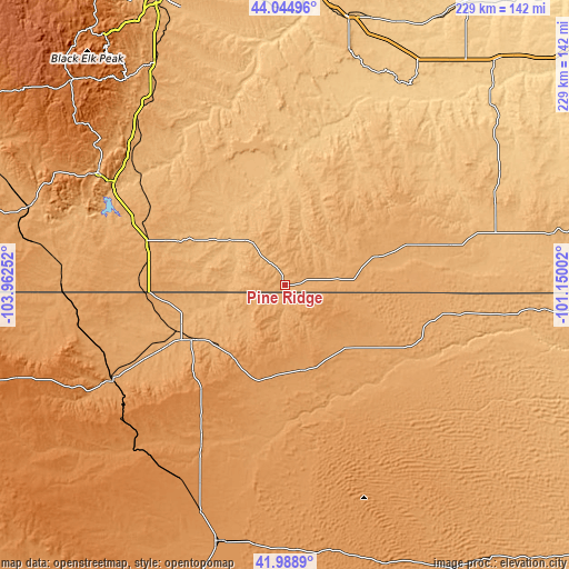 Topographic map of Pine Ridge