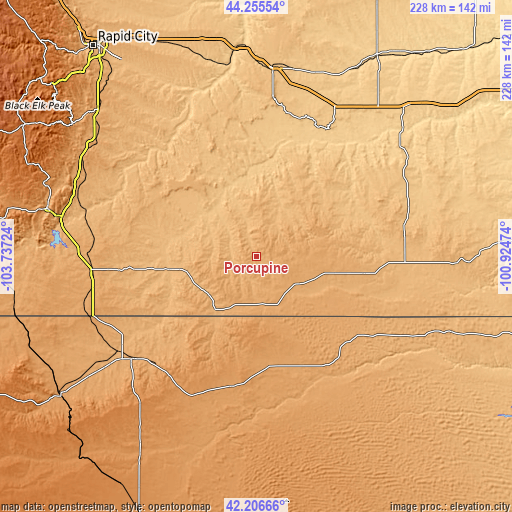 Topographic map of Porcupine