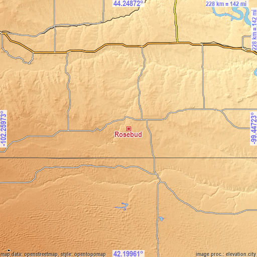 Topographic map of Rosebud