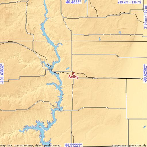 Topographic map of Selby