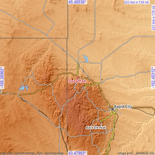 Topographic map of Spearfish