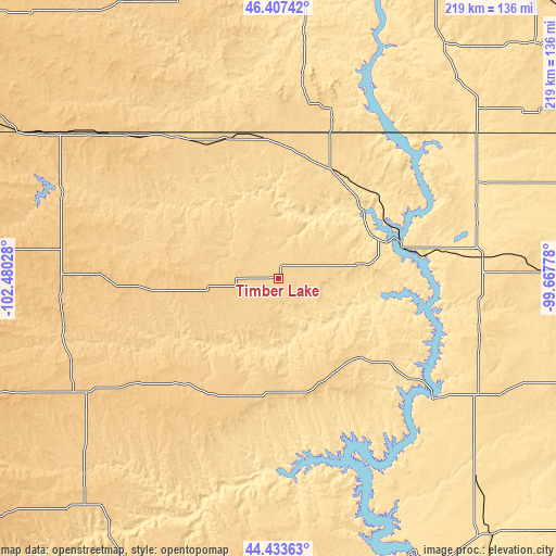 Topographic map of Timber Lake