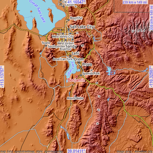 Topographic map of Benjamin