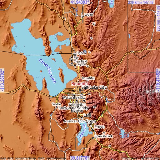 Topographic map of Bountiful
