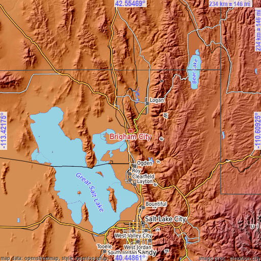 Topographic map of Brigham City