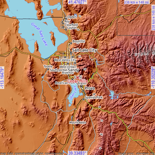 Topographic map of Cedar Hills