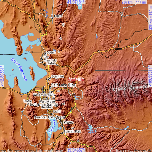 Topographic map of Coalville