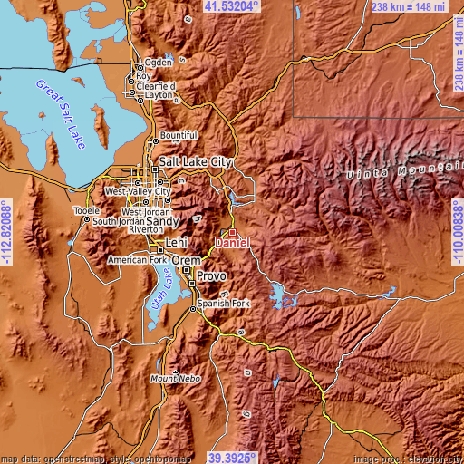 Topographic map of Daniel