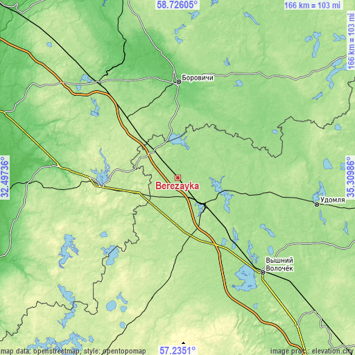 Topographic map of Berezayka