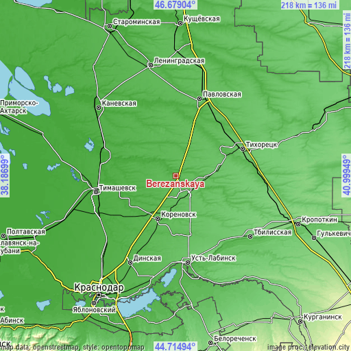 Topographic map of Berezanskaya