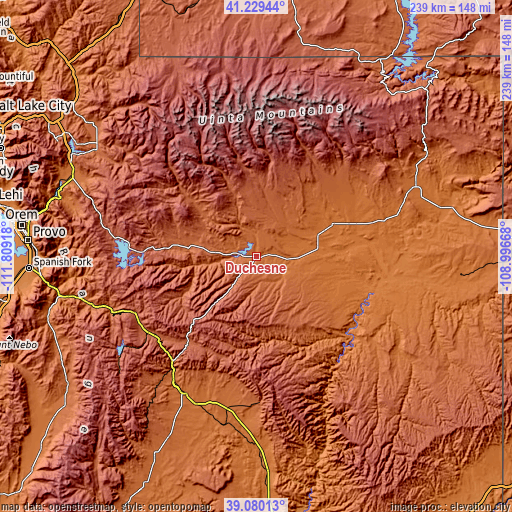 Topographic map of Duchesne