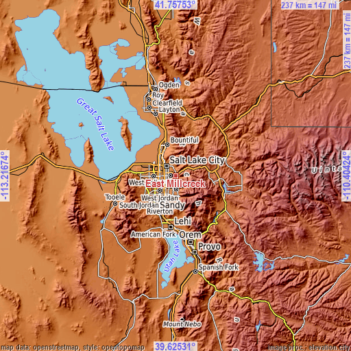 Topographic map of East Millcreek