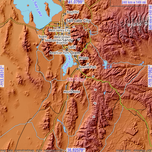 Topographic map of Elk Ridge