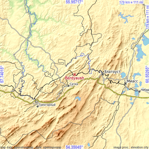 Topographic map of Berdyaush