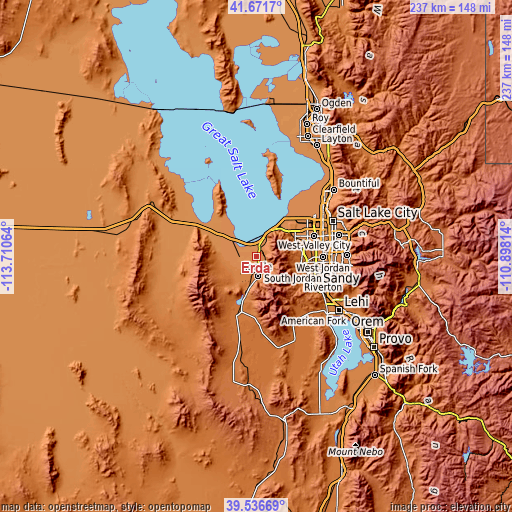 Topographic map of Erda