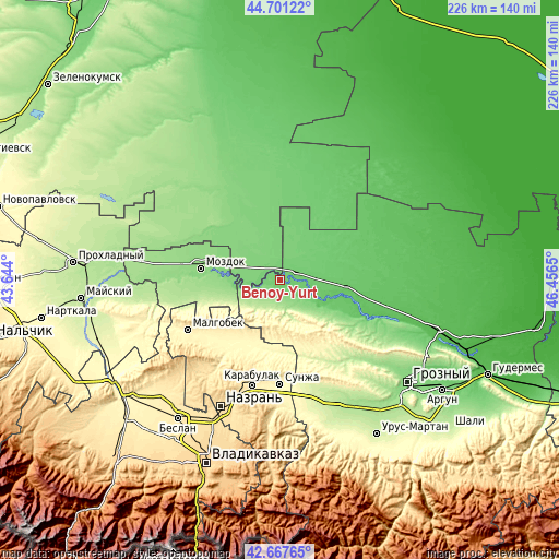 Topographic map of Benoy-Yurt