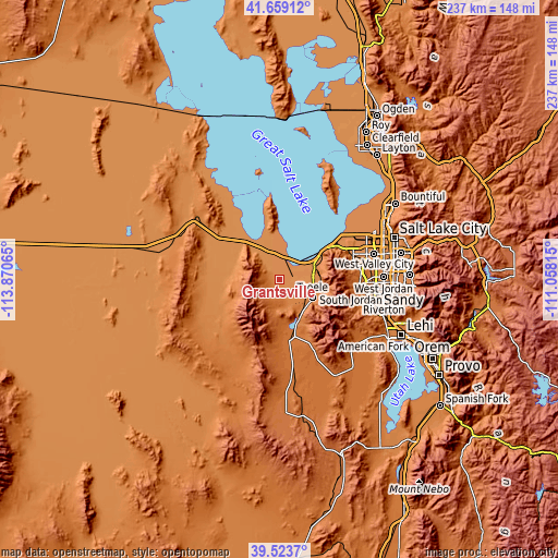 Topographic map of Grantsville