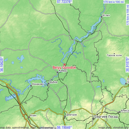 Topographic map of Belyy Gorodok