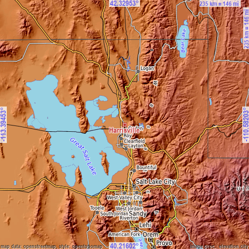 Topographic map of Harrisville