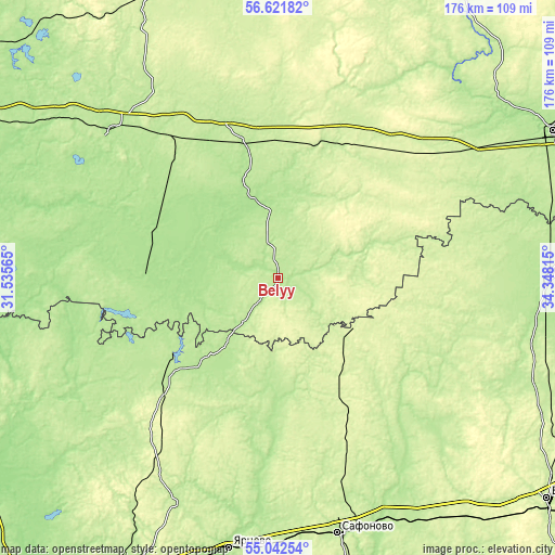 Topographic map of Belyy