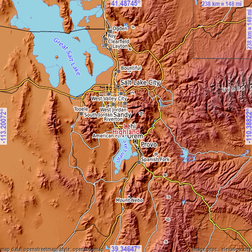 Topographic map of Highland